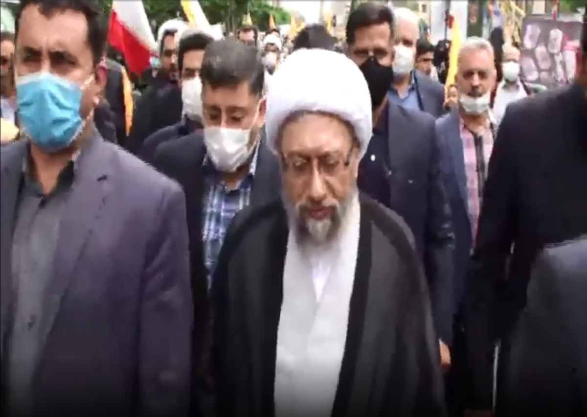 فیلم حضور رئیس مجمع تشخیص مصلحت نظام در راهپیمایی روز قدس/9اردیبهشت1401
