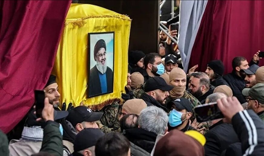 حضور هیئتی از مجمع تشخیص مصلحت نظام در مراسم تشییع باشکوه شهید نصرالله