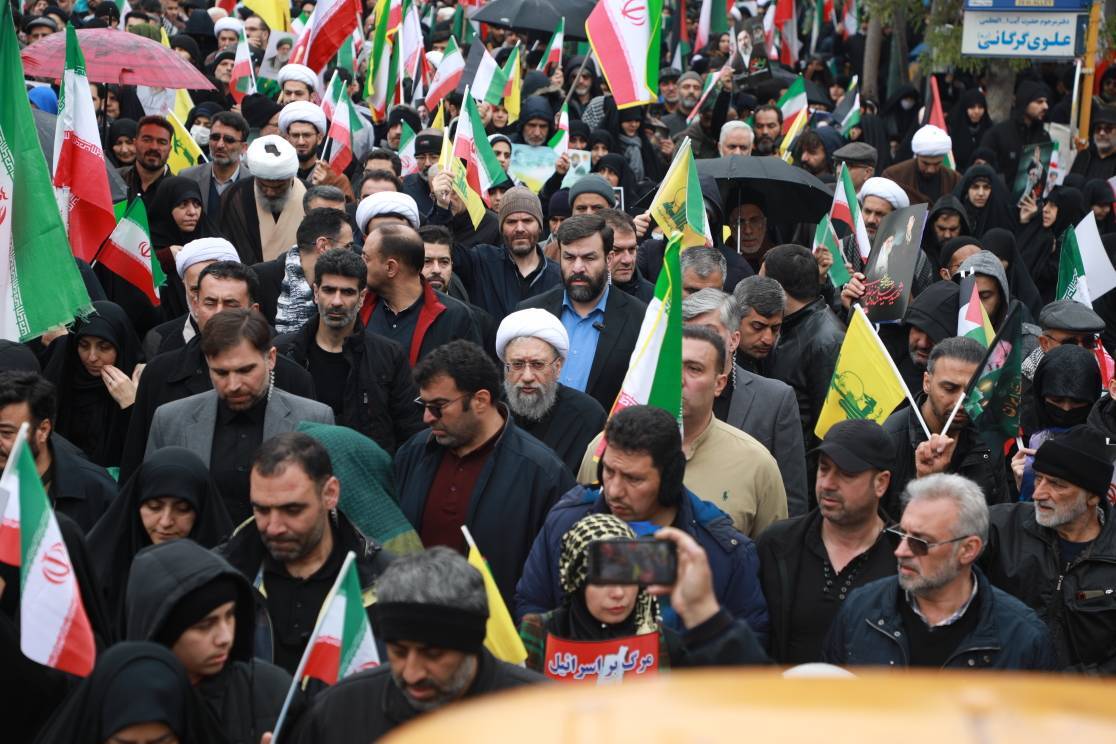 حضور آیت الله آملی لاریجانی در راهپیمایی حماسی روز جهانی قدس
