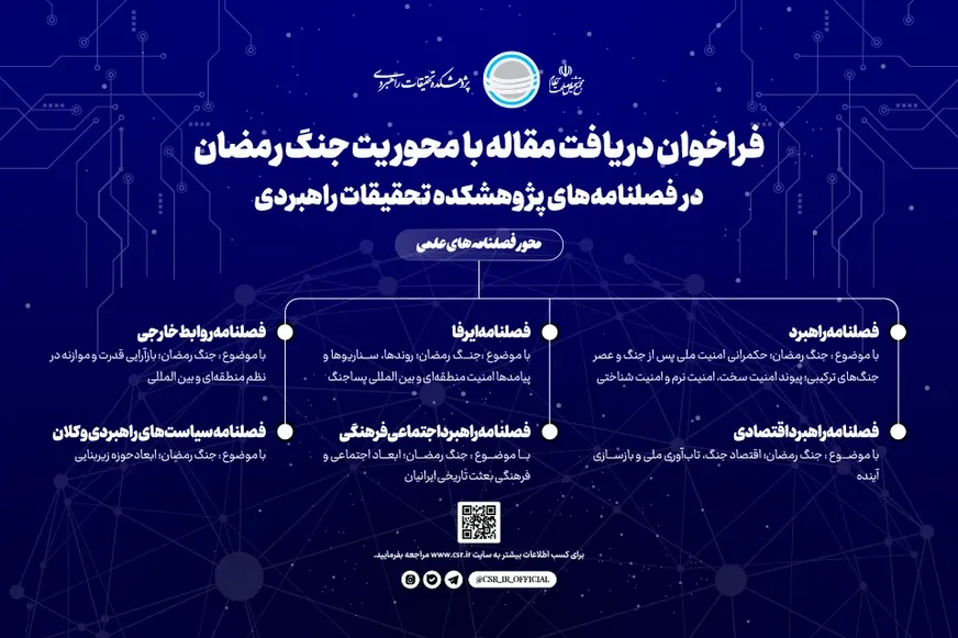 فراخوان انتشار مقالات علمی درباره «جنگ رمضان» در فصلنامه‌های پژوهشکده تحقیقات راهبردی